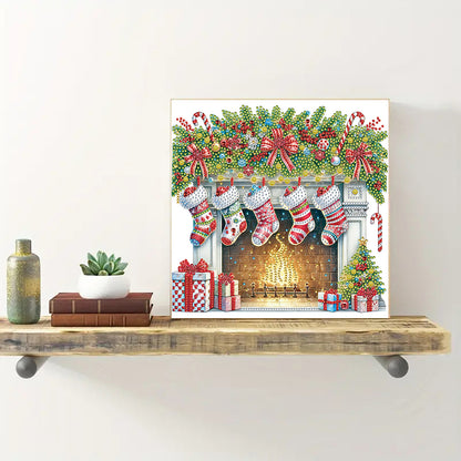 Christmas Fireplace - Special Shaped Drill Diamond Painting 30*30CM