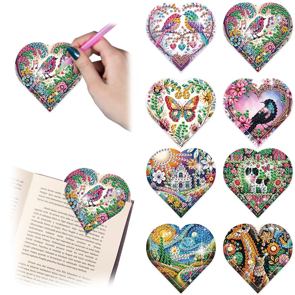 8 pcs Diamond Painting Bookmarks Diamond Art Book Corner Kit for Book Lovers