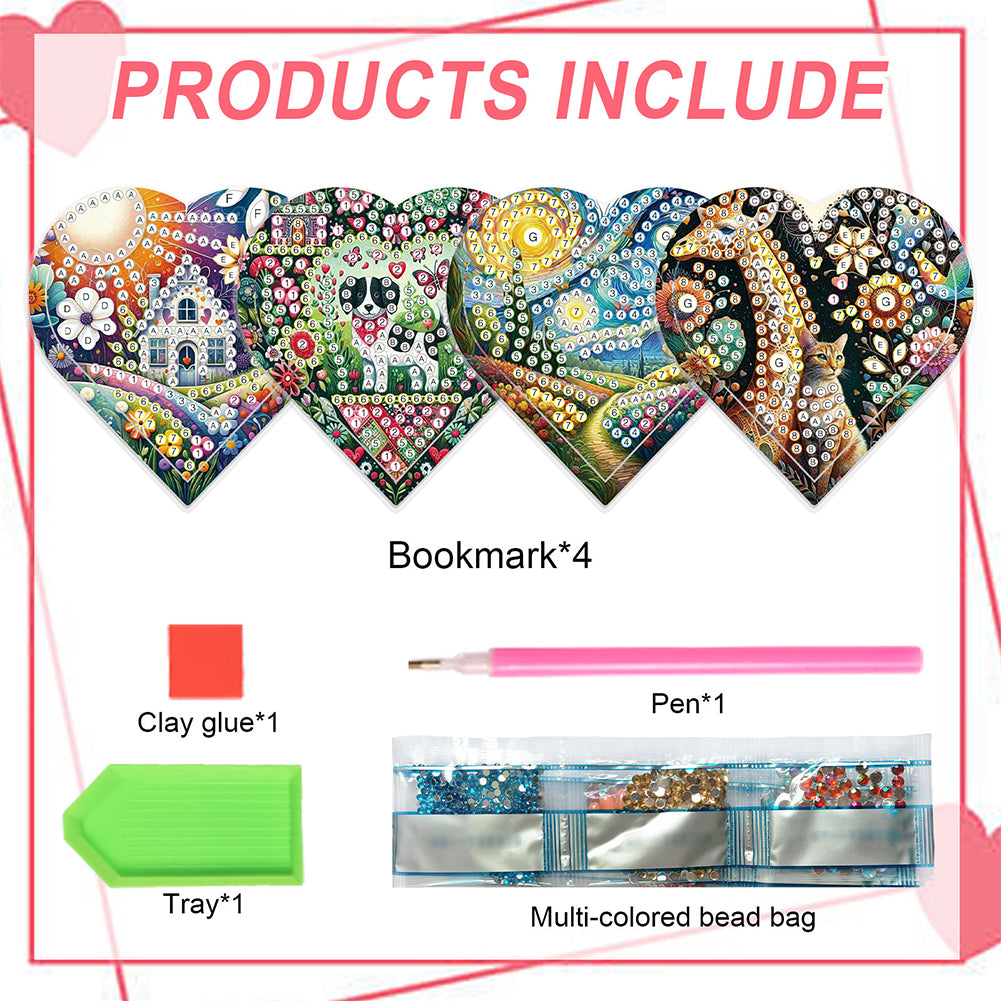 8 pcs Diamond Painting Bookmarks Diamond Art Book Corner Kit for Book Lovers