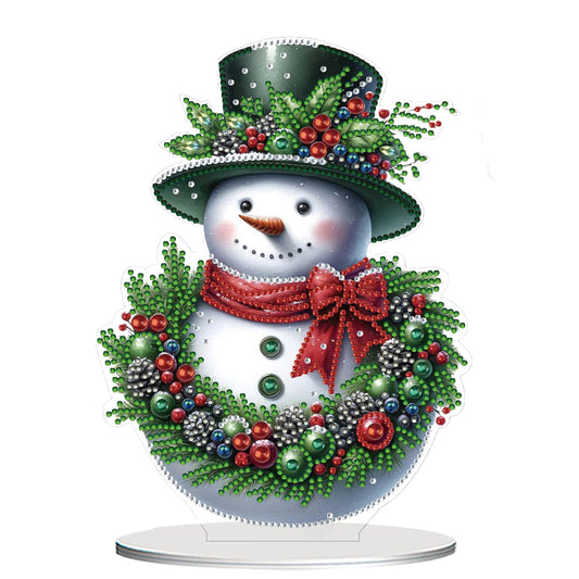 2D Flat Snowman Print DIY Desktop Diamond Art Kits for Home Office Desktop Decor