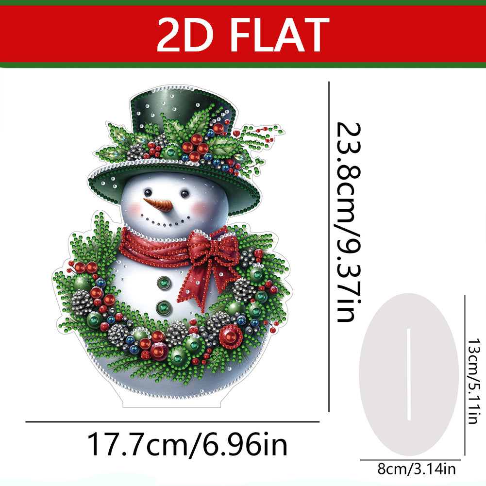 2D Flat Snowman Print DIY Desktop Diamond Art Kits for Home Office Desktop Decor