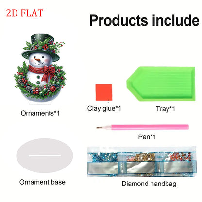 2D Flat Snowman Print DIY Desktop Diamond Art Kits for Home Office Desktop Decor