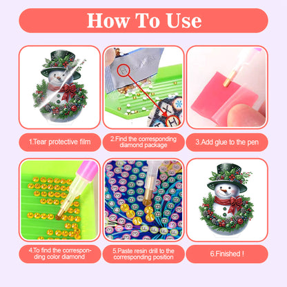 2D Flat Snowman Print DIY Desktop Diamond Art Kits for Home Office Desktop Decor