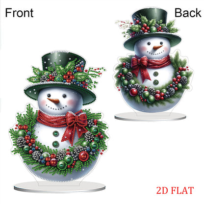 2D Flat Snowman Print DIY Desktop Diamond Art Kits for Home Office Desktop Decor