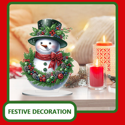 2D Flat Snowman Print DIY Desktop Diamond Art Kits for Home Office Desktop Decor