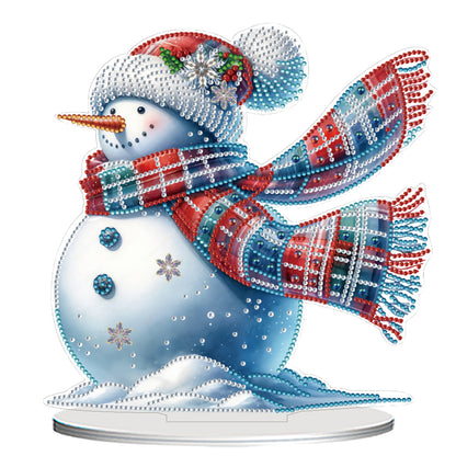 2D Flat Snowman Print DIY Desktop Diamond Art Kits for Home Office Desktop Decor