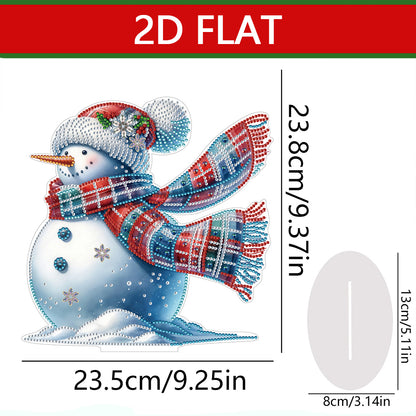 2D Flat Snowman Print DIY Desktop Diamond Art Kits for Home Office Desktop Decor
