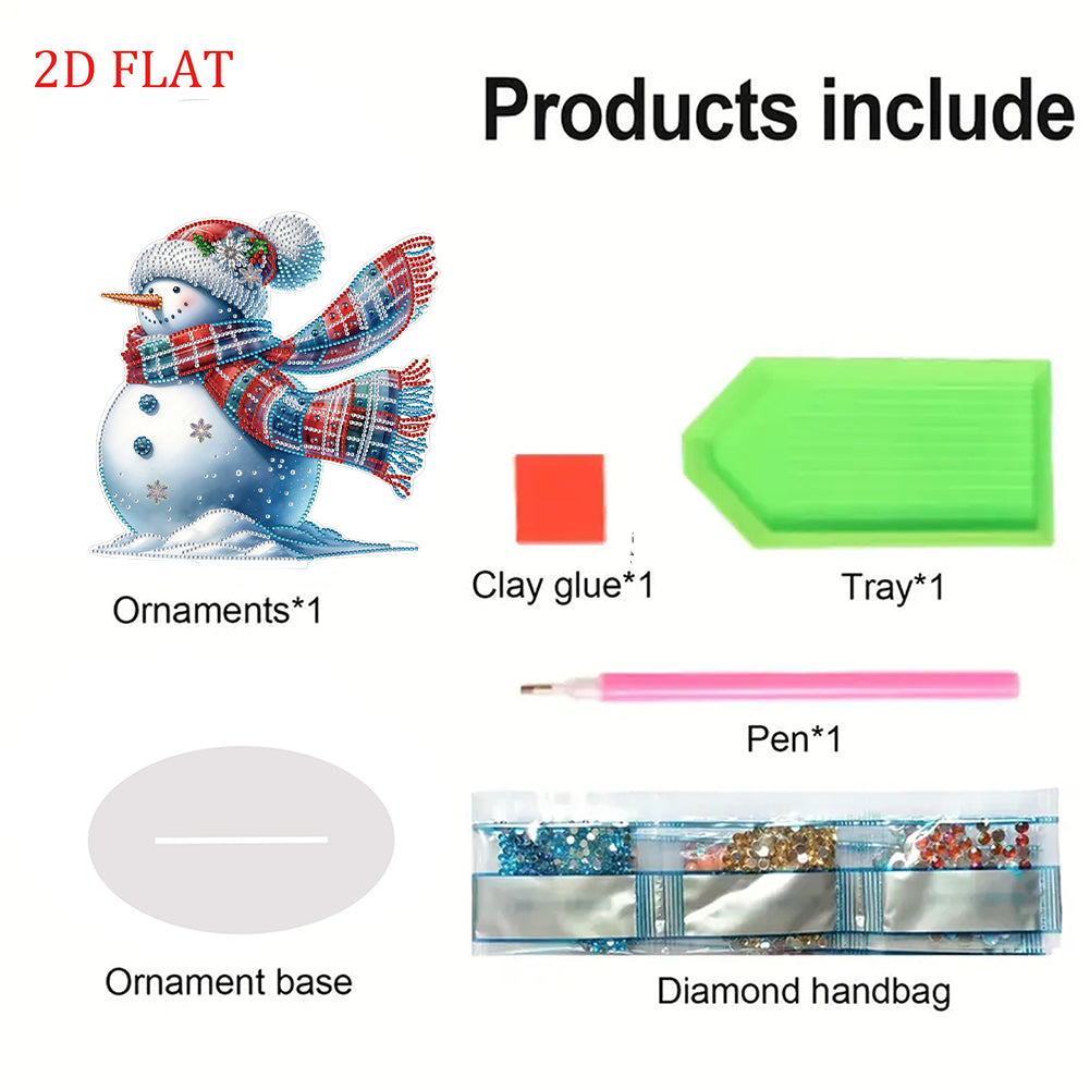 2D Flat Snowman Print DIY Desktop Diamond Art Kits for Home Office Desktop Decor