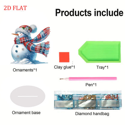 2D Flat Snowman Print DIY Desktop Diamond Art Kits for Home Office Desktop Decor