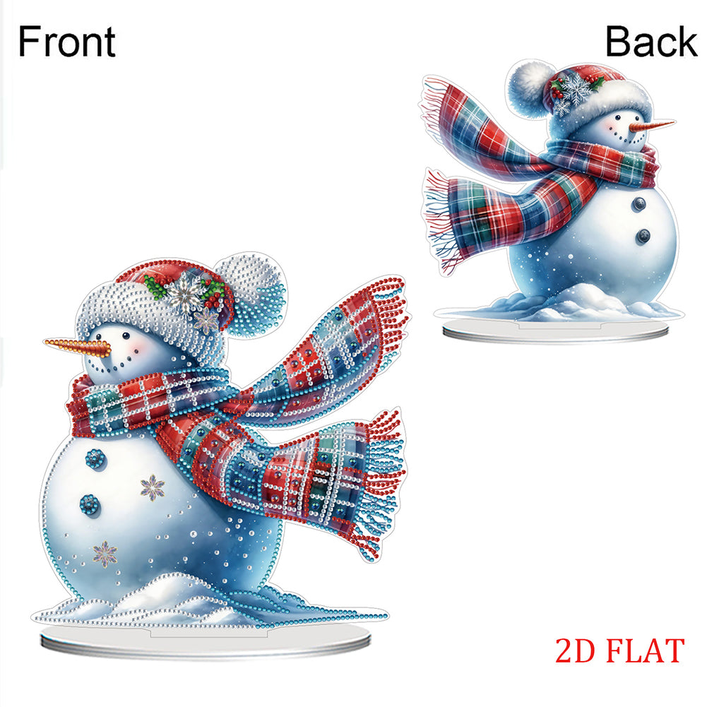 2D Flat Snowman Print DIY Desktop Diamond Art Kits for Home Office Desktop Decor
