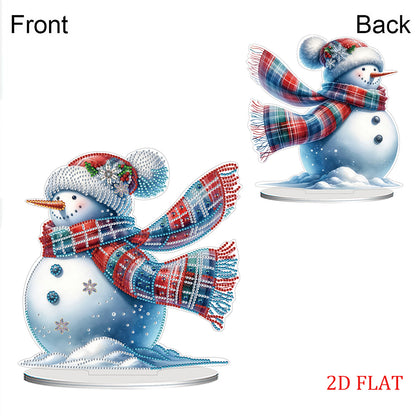 2D Flat Snowman Print DIY Desktop Diamond Art Kits for Home Office Desktop Decor