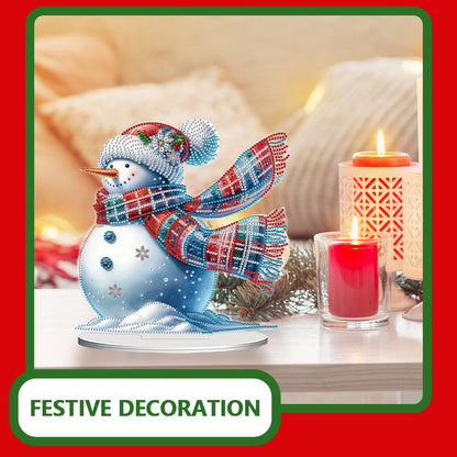 2D Flat Snowman Print DIY Desktop Diamond Art Kits for Home Office Desktop Decor