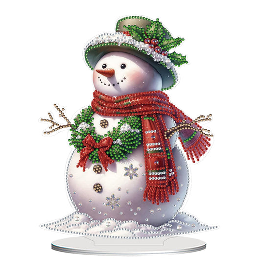 2D Flat Snowman Print DIY Desktop Diamond Art Kits for Home Office Desktop Decor