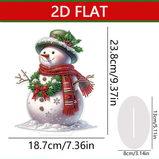 2D Flat Snowman Print DIY Desktop Diamond Art Kits for Home Office Desktop Decor