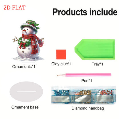 2D Flat Snowman Print DIY Desktop Diamond Art Kits for Home Office Desktop Decor