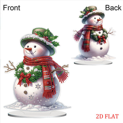 2D Flat Snowman Print DIY Desktop Diamond Art Kits for Home Office Desktop Decor