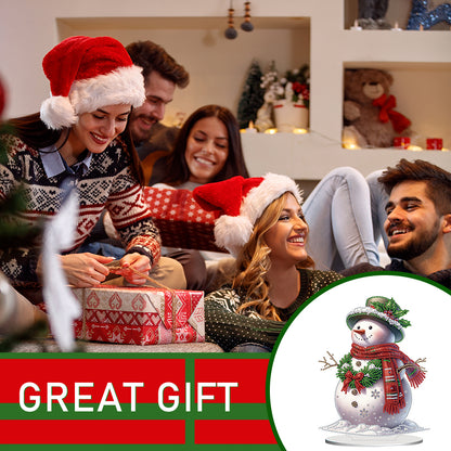 2D Flat Snowman Print DIY Desktop Diamond Art Kits for Home Office Desktop Decor