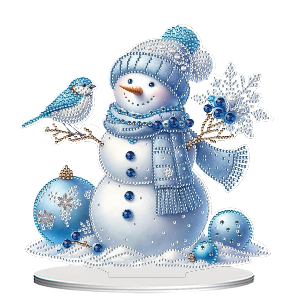 2D Flat Snowman Print DIY Desktop Diamond Art Kits for Home Office Desktop Decor