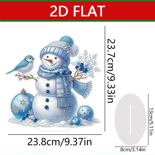 2D Flat Snowman Print DIY Desktop Diamond Art Kits for Home Office Desktop Decor