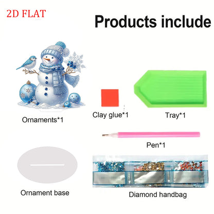 2D Flat Snowman Print DIY Desktop Diamond Art Kits for Home Office Desktop Decor