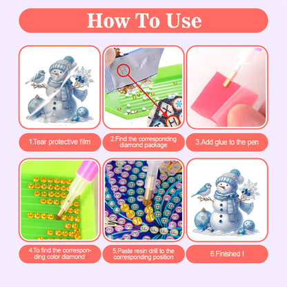 2D Flat Snowman Print DIY Desktop Diamond Art Kits for Home Office Desktop Decor