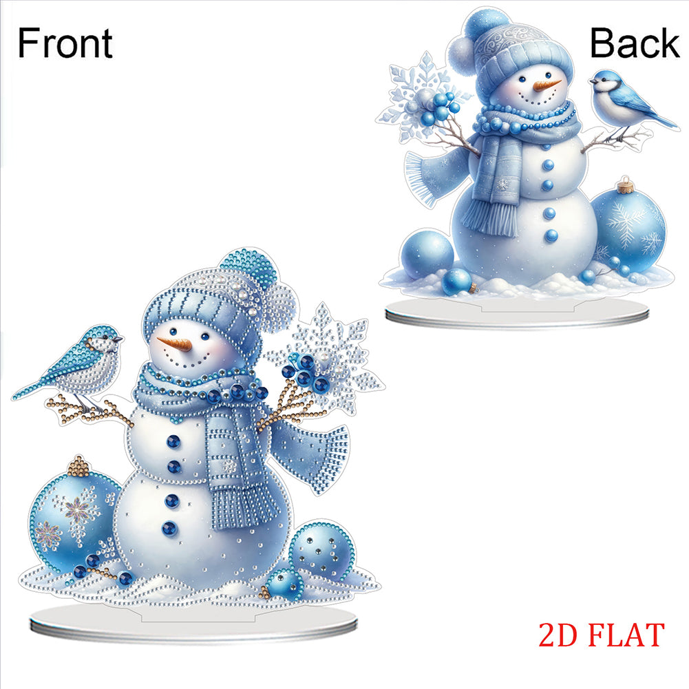 2D Flat Snowman Print DIY Desktop Diamond Art Kits for Home Office Desktop Decor