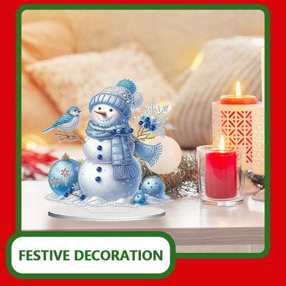 2D Flat Snowman Print DIY Desktop Diamond Art Kits for Home Office Desktop Decor