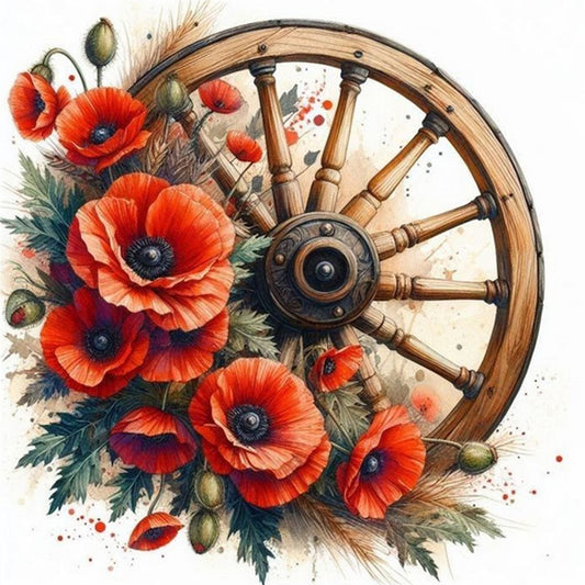Poppy Cartwheel - 11CT Stamped Cross Stitch 40*40CM