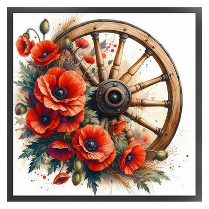 Poppy Cartwheel - 11CT Stamped Cross Stitch 40*40CM
