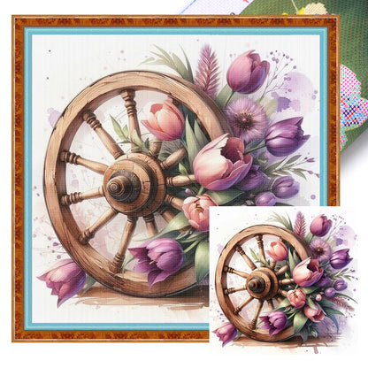 Tulip Cartwheel - 11CT Stamped Cross Stitch 40*40CM
