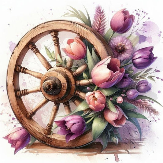 Tulip Cartwheel - 11CT Stamped Cross Stitch 40*40CM