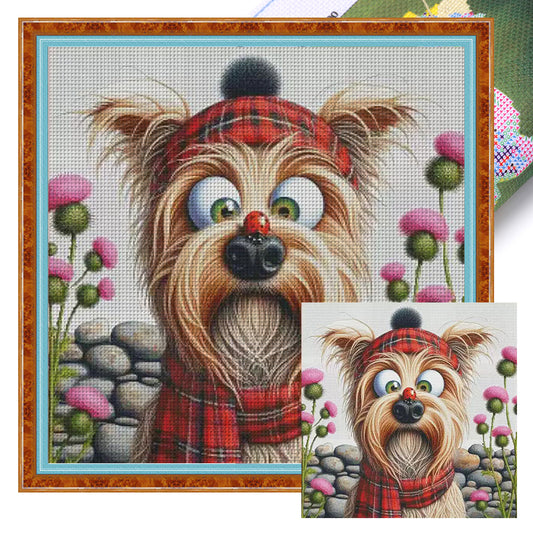 Cross-Eyed Dog - 14CT Stamped Cross Stitch 65*65CM(Fairy Brand)
