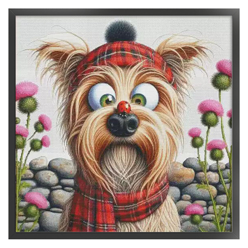 Cross-Eyed Dog - 14CT Stamped Cross Stitch 65*65CM(Fairy Brand)