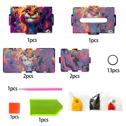 Lion 5D DIY Diamond Painting Handmade Tissue Holder Wooden Tissue Box Craft