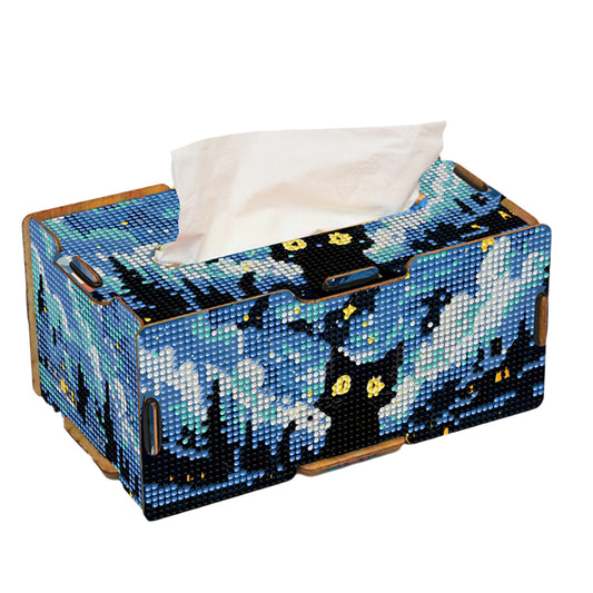 Kitten 5D DIY Diamond Painting Handmade Tissue Holder Wooden Tissue Box Craft