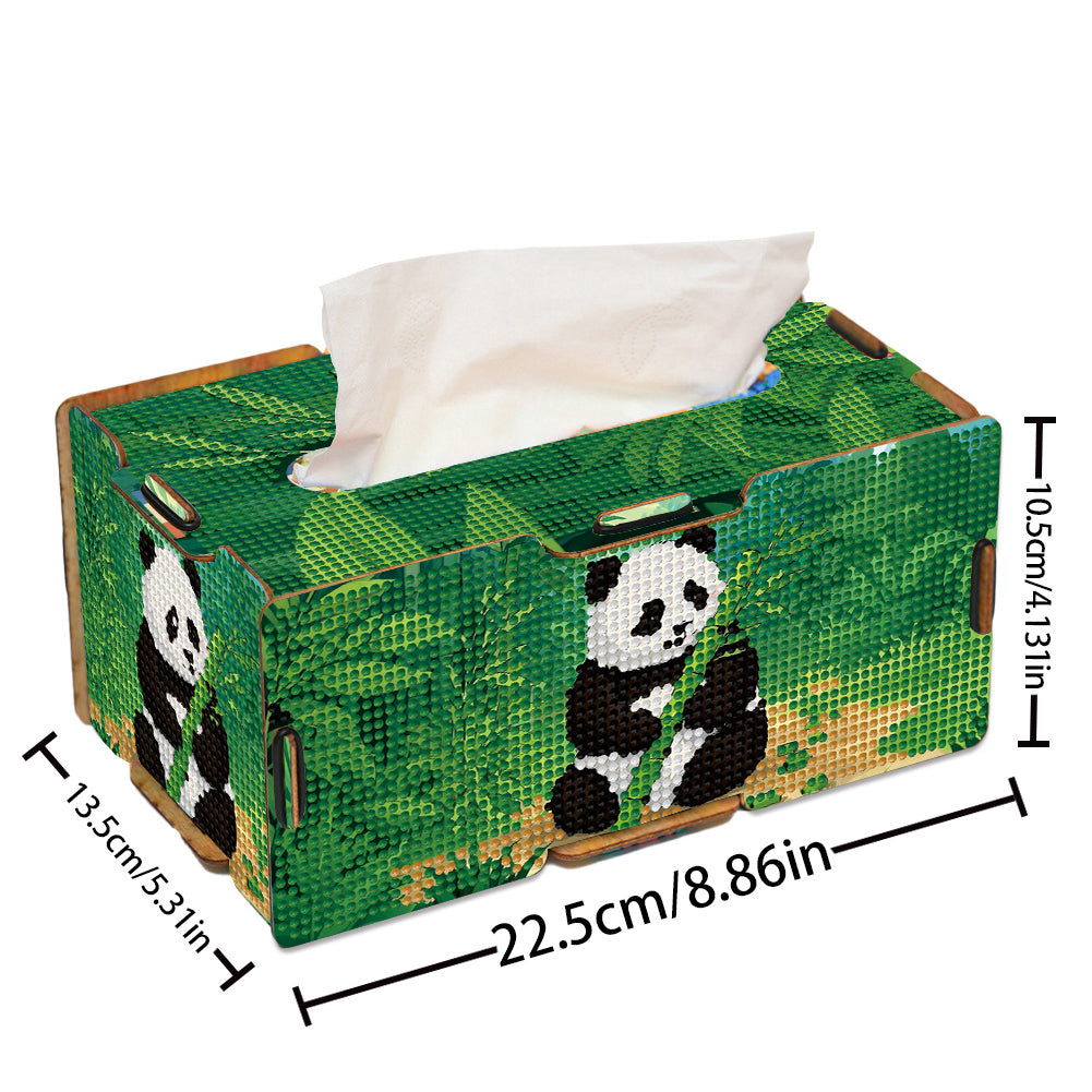 Panda 5D DIY Diamond Painting Handmade Tissue Holder Wooden Tissue Box Craft