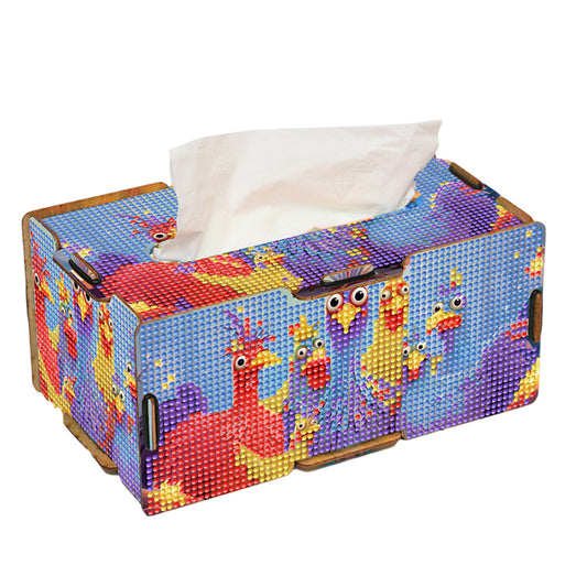 Chicken 5D DIY Diamond Painting Handmade Tissue Holder Wooden Tissue Box Craft