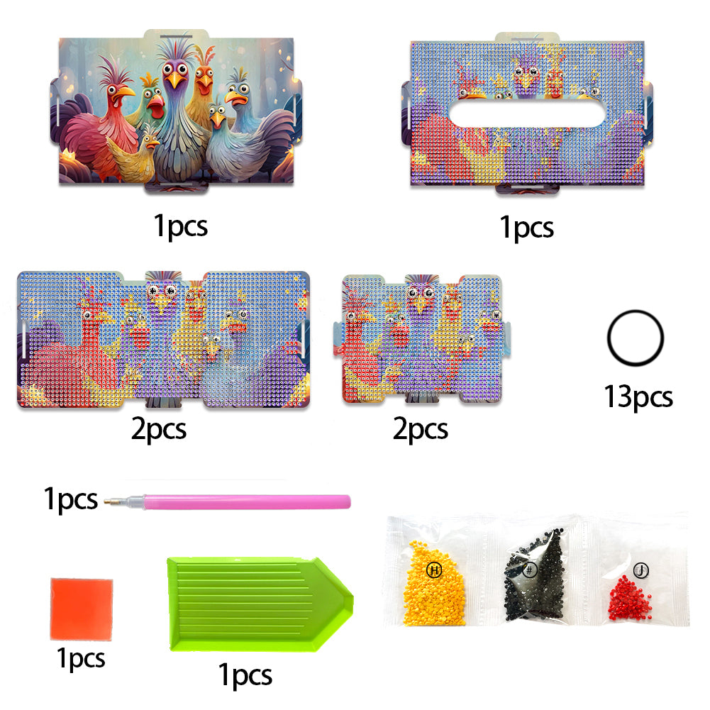 Chicken 5D DIY Diamond Painting Handmade Tissue Holder Wooden Tissue Box Craft
