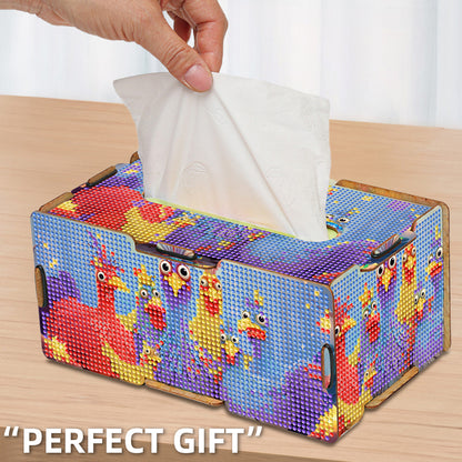 Chicken 5D DIY Diamond Painting Handmade Tissue Holder Wooden Tissue Box Craft