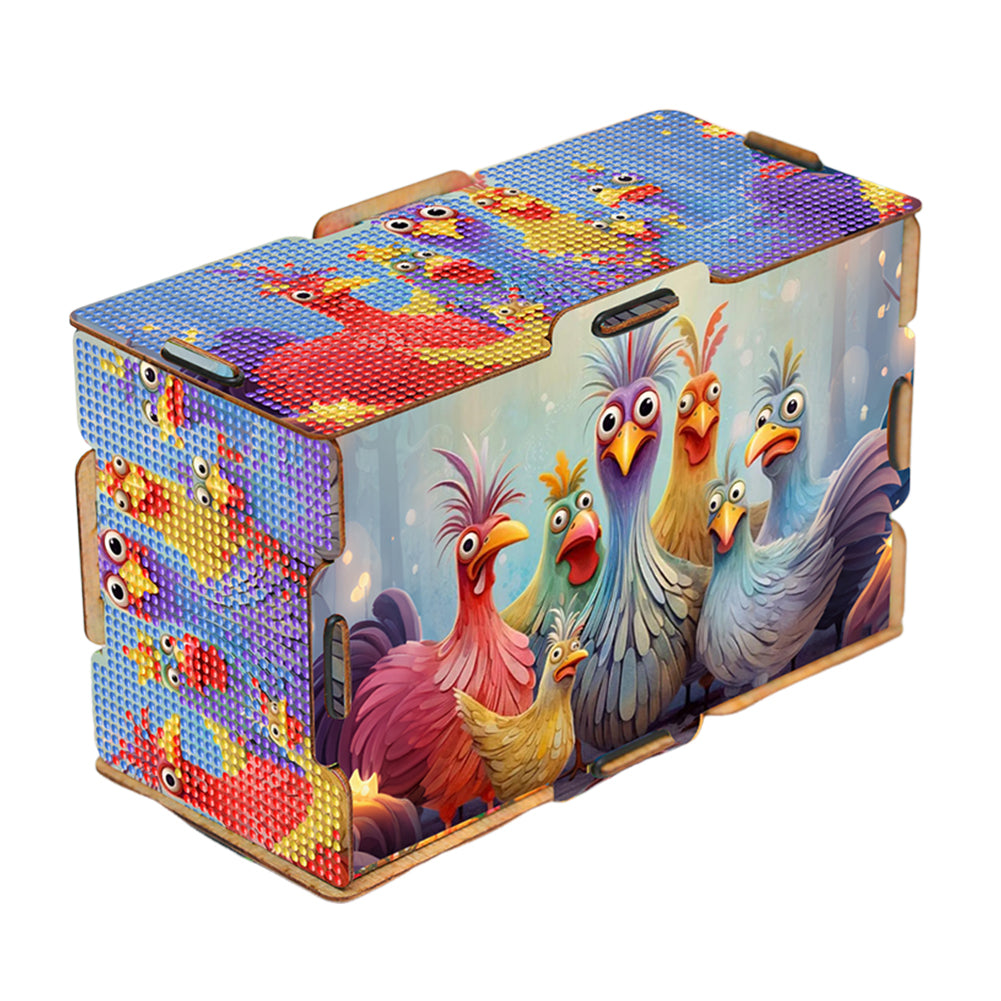 Chicken 5D DIY Diamond Painting Handmade Tissue Holder Wooden Tissue Box Craft