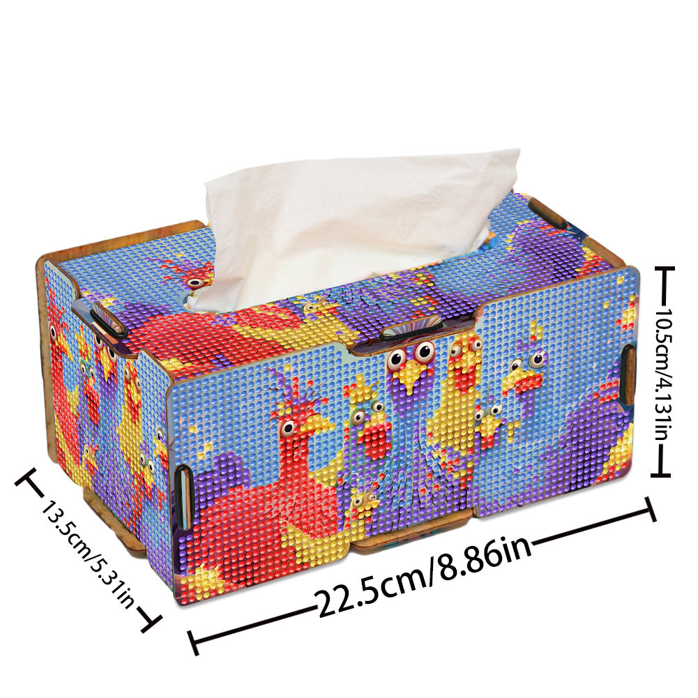 Chicken 5D DIY Diamond Painting Handmade Tissue Holder Wooden Tissue Box Craft