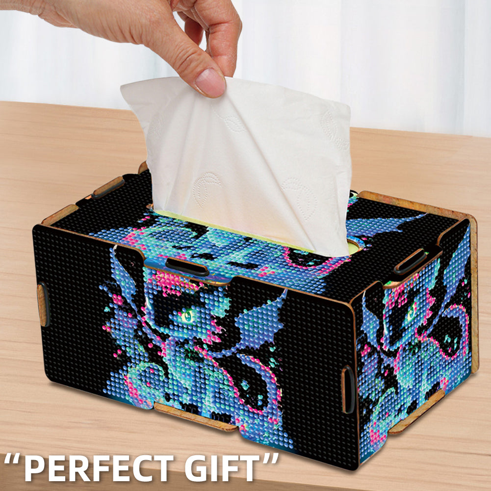 Dragon 5D DIY Diamond Painting Handmade Tissue Holder Wooden Tissue Box Craft