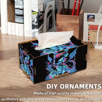 Dragon 5D DIY Diamond Painting Handmade Tissue Holder Wooden Tissue Box Craft