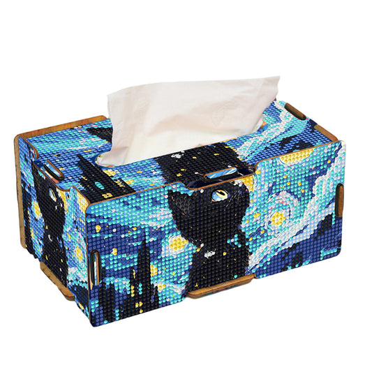 Starry Sky 5D DIY Diamond Painting Handmade Tissue Holder Wooden Tissue Box