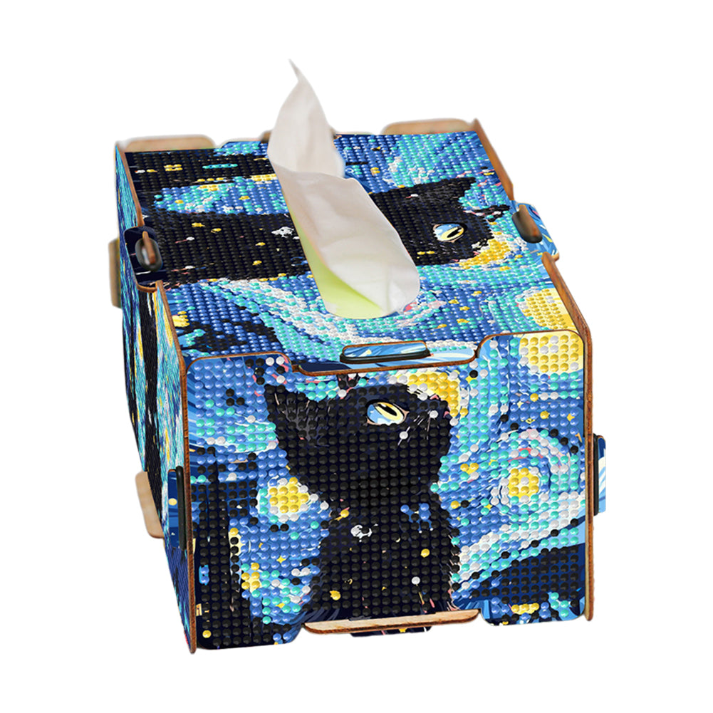 Starry Sky 5D DIY Diamond Painting Handmade Tissue Holder Wooden Tissue Box