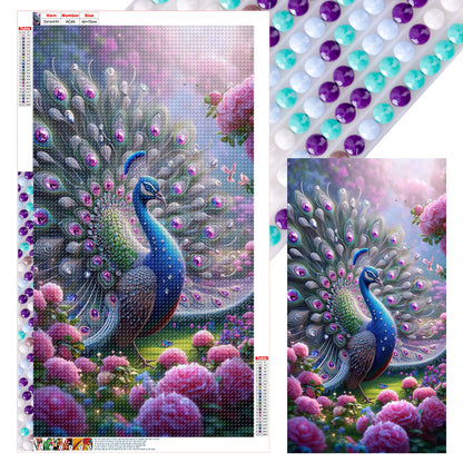 Peacock And Flower - Full Round Drill Diamond Painting 40*70CM