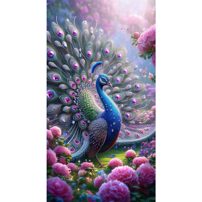 Peacock And Flower - Full Round Drill Diamond Painting 40*70CM