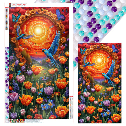 Bird And Flower - Full Round Drill Diamond Painting 40*70CM