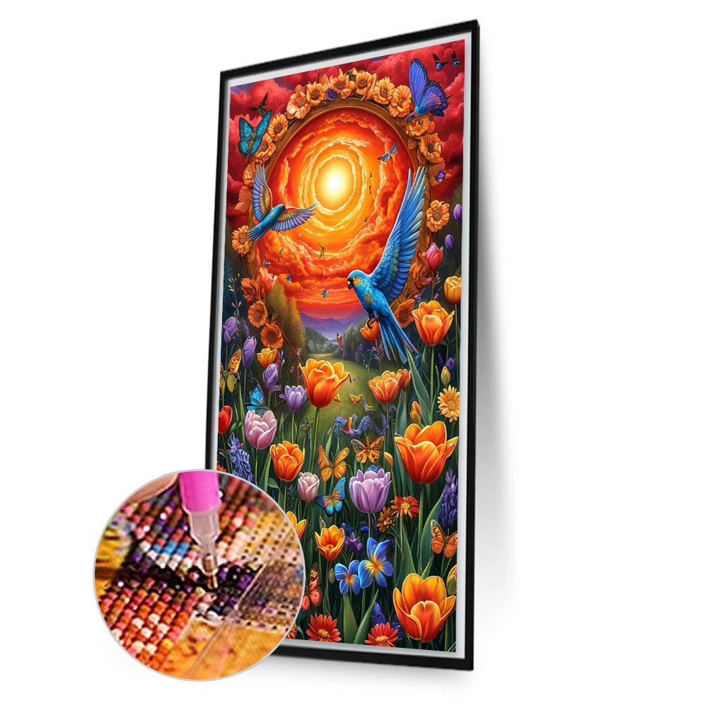Bird And Flower - Full Round Drill Diamond Painting 40*70CM