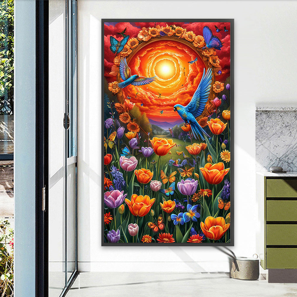 Bird And Flower - Full Round Drill Diamond Painting 40*70CM